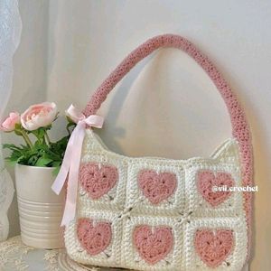 Cute Crochet Heart Shoulder Bag