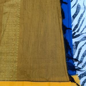 blue colour gold shining saree