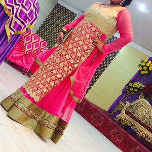 Heavy Work Anarkali Suit With Dupatta And Pajami