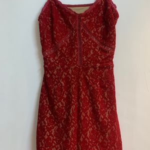 Elegant Lace Maroon Dress