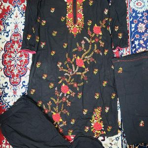 Black Suit  With Hand Embroidery Work