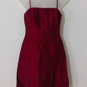 SEXY MAROON SILK DRESS