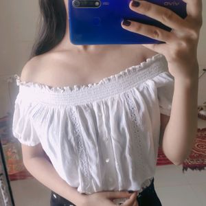 Off Shoulder Coquette Top Cream