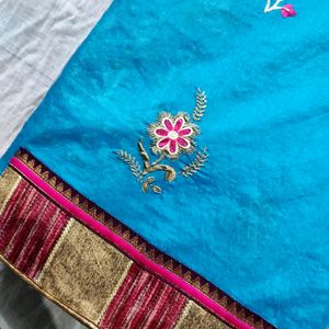 Skyblue Pure Cotton Saree