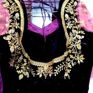 Baby Pink Royal Velvet Base Bridal Lehnga With Heavy Duppatta