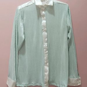 Teal,Pearl White Shimmer Shirt