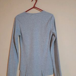 Grey Long Sleeves Tops