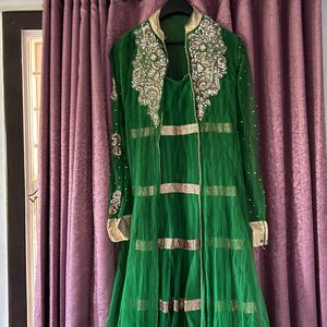 Green Long Dress With Dupatta