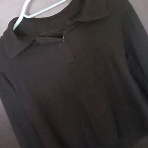 Cropped Black Full Sleeve Tshirt