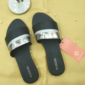 Vishudh Women Black,Sliver Flats