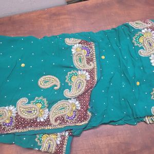 Party Wear Heavy Zardozi Work Saree