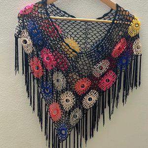 Lace Fringe Tassels Poncho