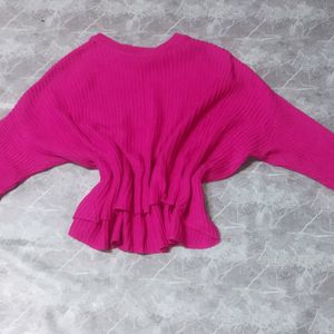 Magenta Oversize  Knit Sweater