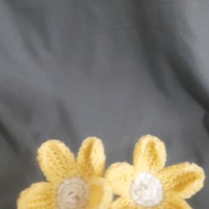 Two Yellow Crochet Flowers