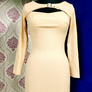 Korean Beige Bodycon Dress( Offer In Description)