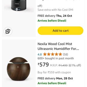 Nexila Wood Cool Mist sonic Humidifier For Room