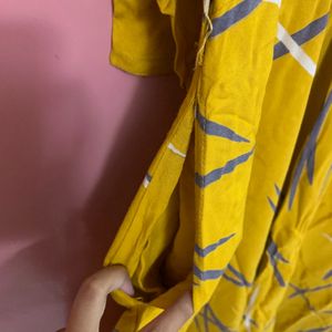 Mustard printed Anarkali Kurta