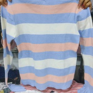 Blue Mock Neck Sweater Top