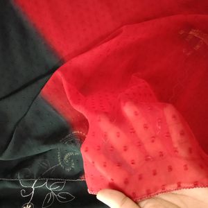 Black And Red Combination With Sequence Work Saree