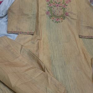 Khadi Cotton Suit With Organza Dupatta