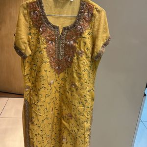 Mustard Kurta With Embroidery