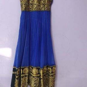 Blue Golden Anarkali Beautiful Gown