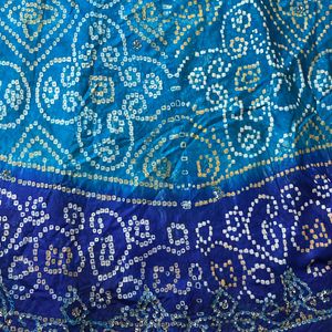 Blue Women lehenga Silk Bandej