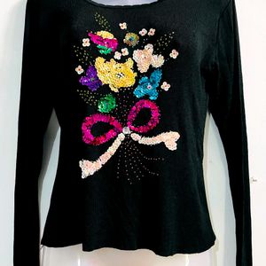 Black Flower Top For Girls