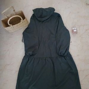 Pocket Drawstring Hooded Dress.