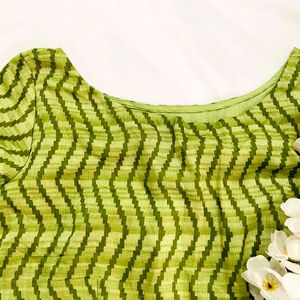 Green Zigzag Pattern Blouse