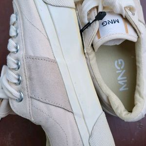 Mango Off White Solid Sneakers