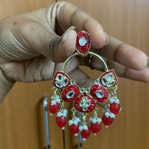 Red Meenakari Drop Earrings