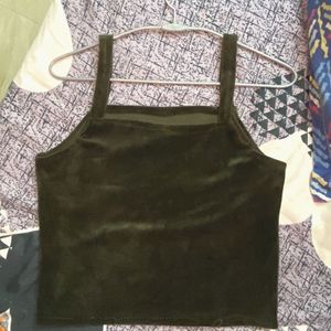 Dark Green Velvet Crop Top