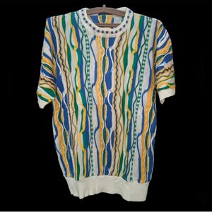 Coogi Style Jumper Knit in Blue/Yellow, Men's