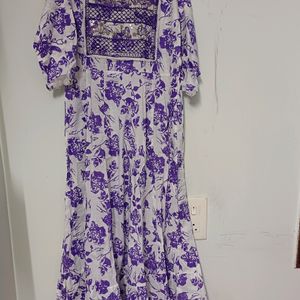 Lavender Flower Printed Gown