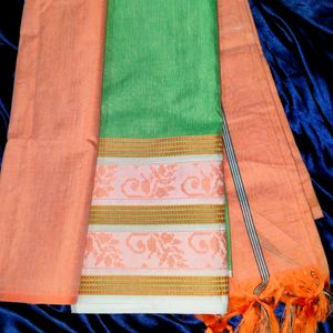 Churidar Material Green &Orange Colour Combination