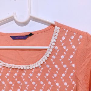 Peach Embroidery Kurta