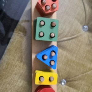 Shapes Wooden Toy And Plastic Spin Blocks