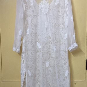 Premium White Georgette Chikankari Kurta