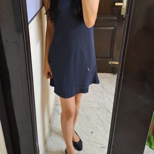 Modest A Line Mini Dress Dark Blue