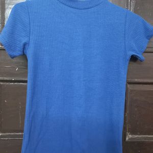 Blue High Neck Top