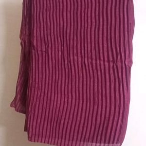 Wine Colored Pleated Saree Without Blouse