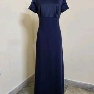 Navy Blue Satin Gown