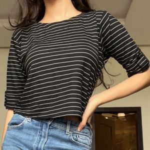 Black striped crop top