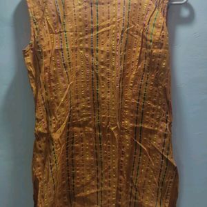 Yellow Line Printed Kurti