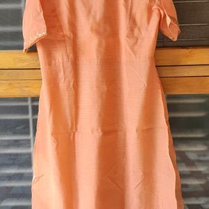 Peach Coloured High Slit Kurta