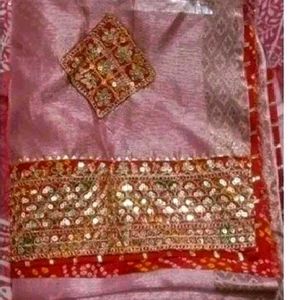 New Cotton Silk Saree With Attached Blouse Piece