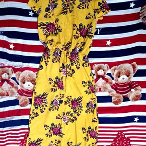 Oxolloxo Yellow Printed A-line Dress