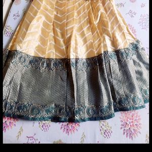 Pattu Lehenga With Net Vale And Waist Belt