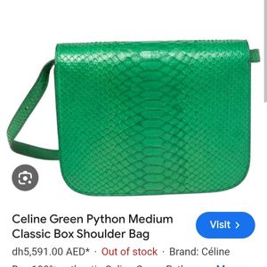 Celine Green Python Medium Classic Sling Bag